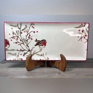 Papart Seramik Hand-Painted Robins Hawthorn Berries Platter Turkey Art Pottery